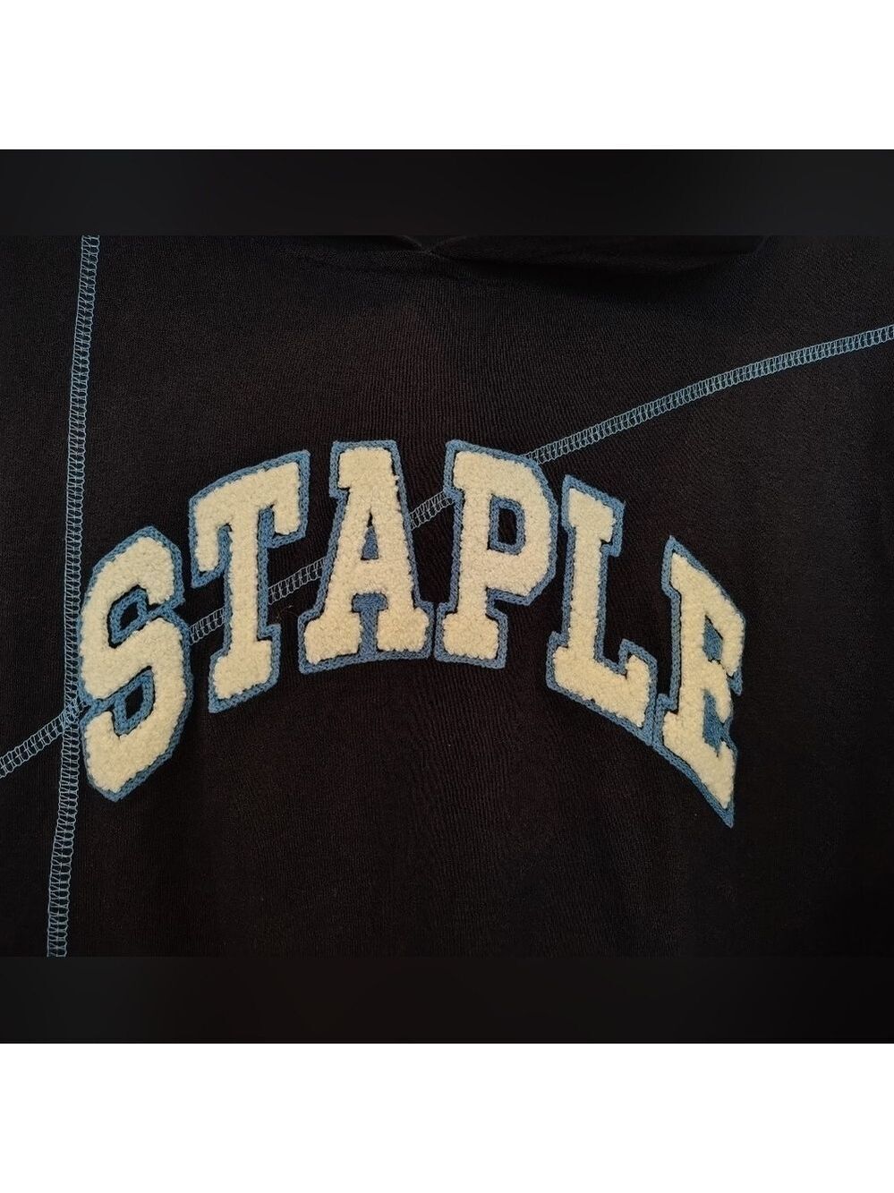 Staple Pigeon Blue/White Sherpa Logo Hooded Shirt - Picture 2 of 7